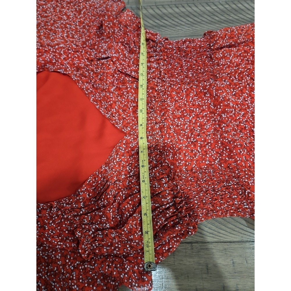 Max Studio Dress M Red Floral Smocked Tiered Boho Prairie Midi CottageCore Fairy - Picture 11 of 15